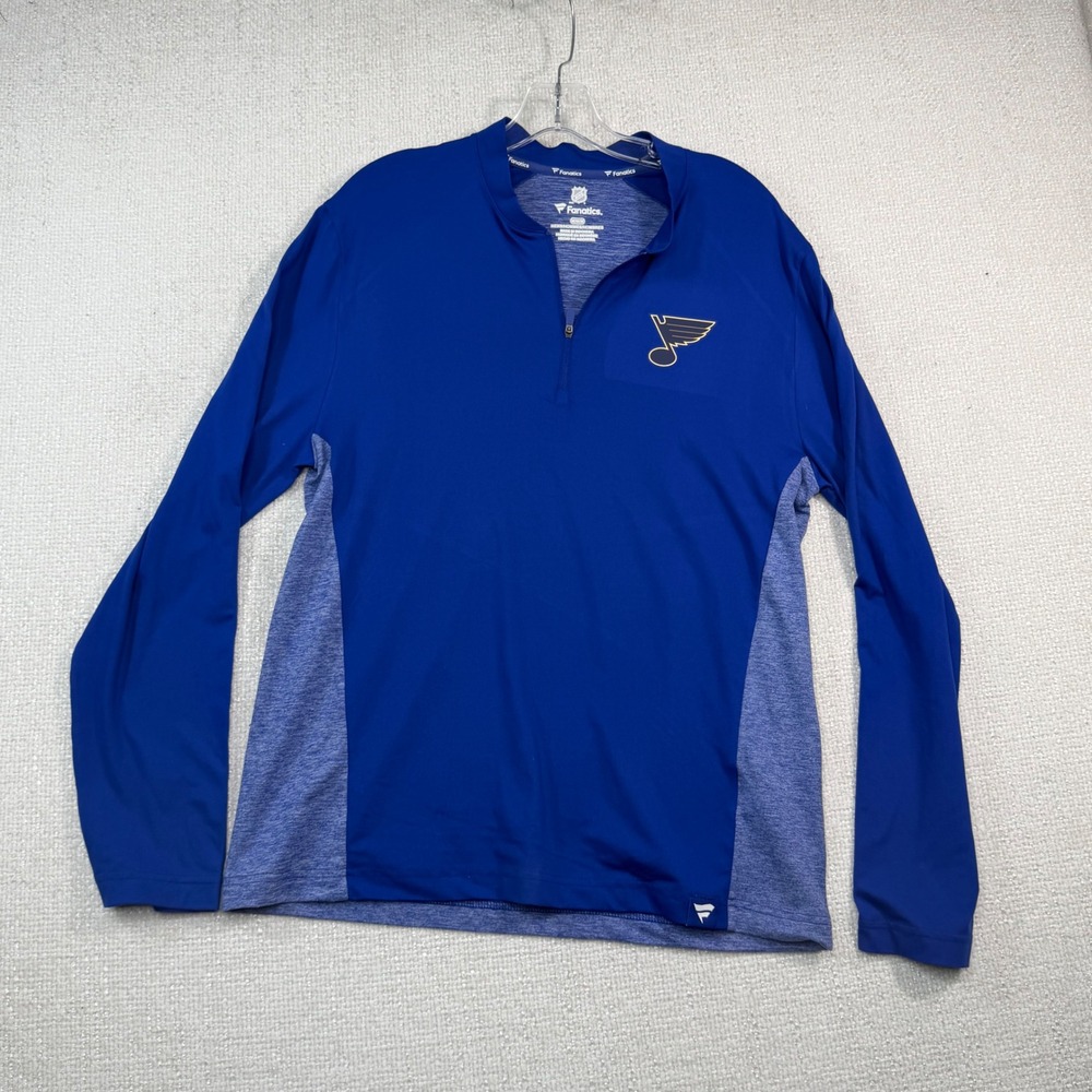 Fanatics NHL St. Louis Blues Mens Medium Quarter Zip Pullover Blue Hockey Top